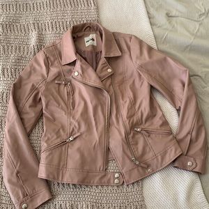 Pink Faux Leather Jacket